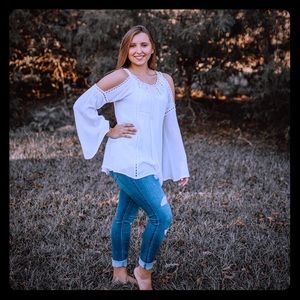 Women’s cold shoulder white blouse